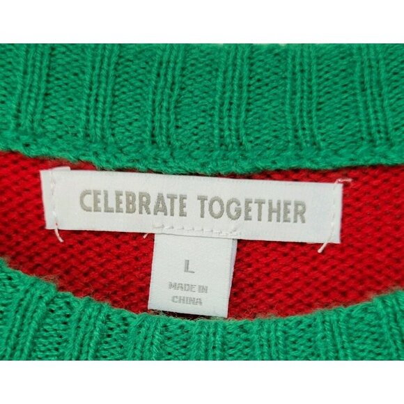 Ugly Christmas Sweater Large Unisex Tis The Season Reindeer Camo Cocoa Pocket - Picture 3 of 3